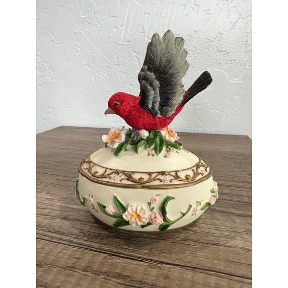 Vintage Heritage House Sing A Song Bird Music Box Trinket Jar- Hawaiian Wedding - Picture 3 of 9